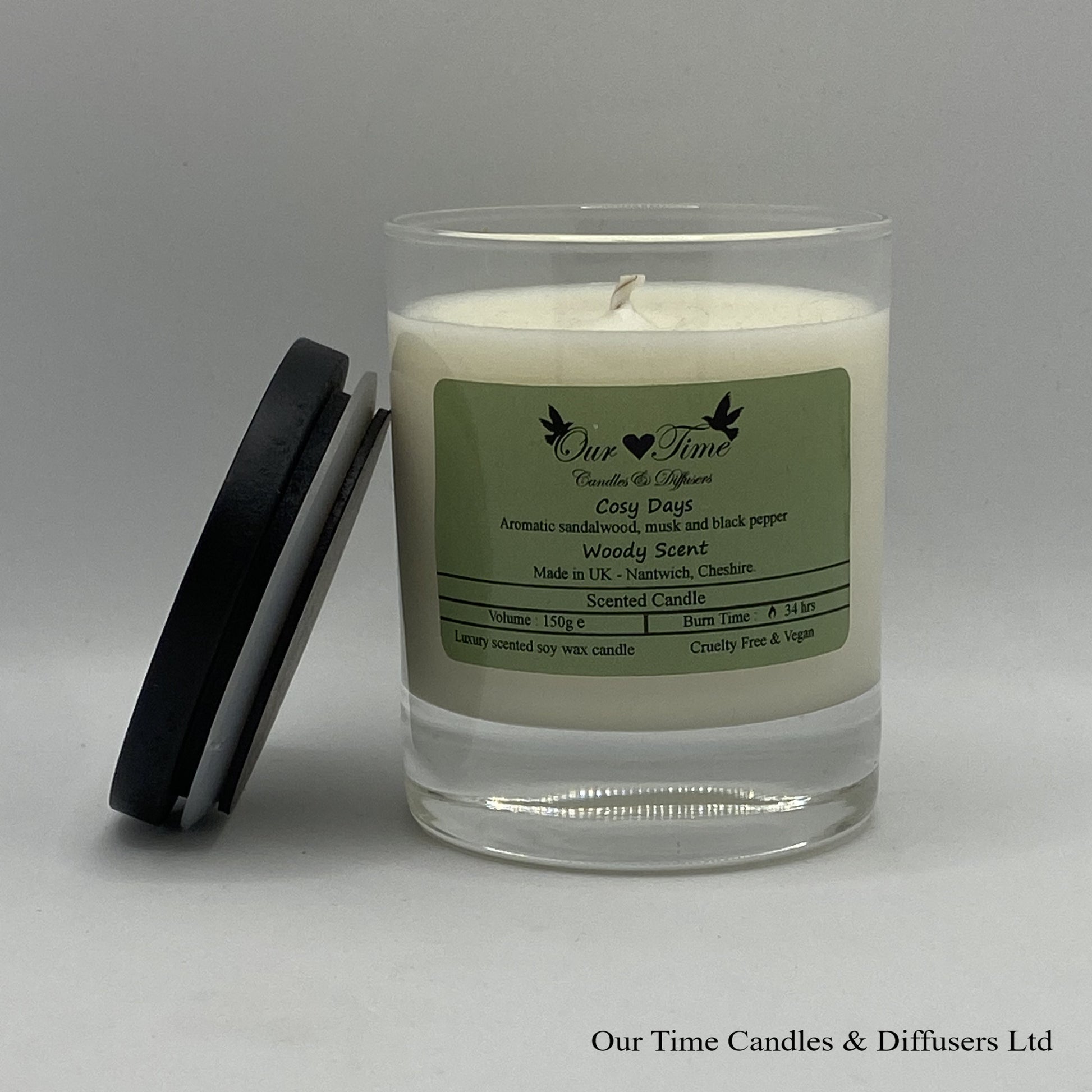 Medium Candle with Black lid off