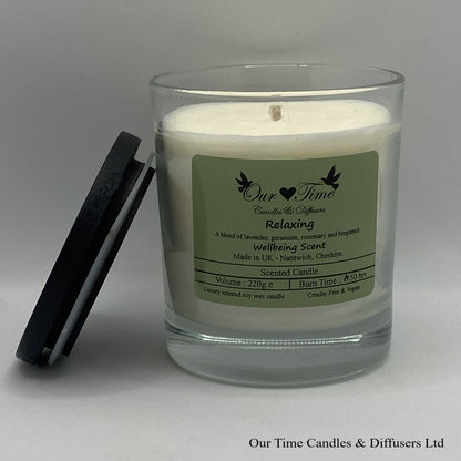 Large Candle with black lid off