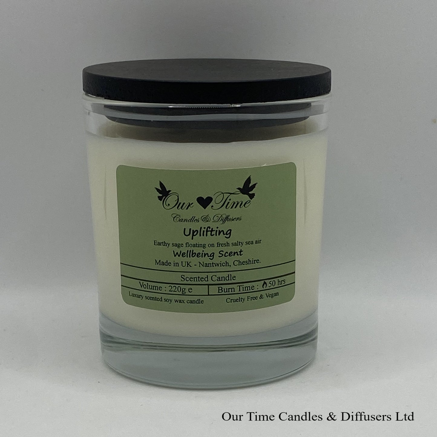 Large Scented Candle with black lid