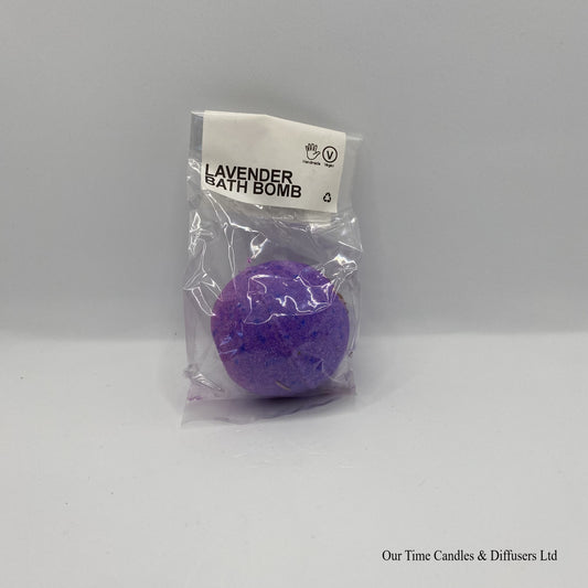 Lavender essential oil scented purple bath bomb