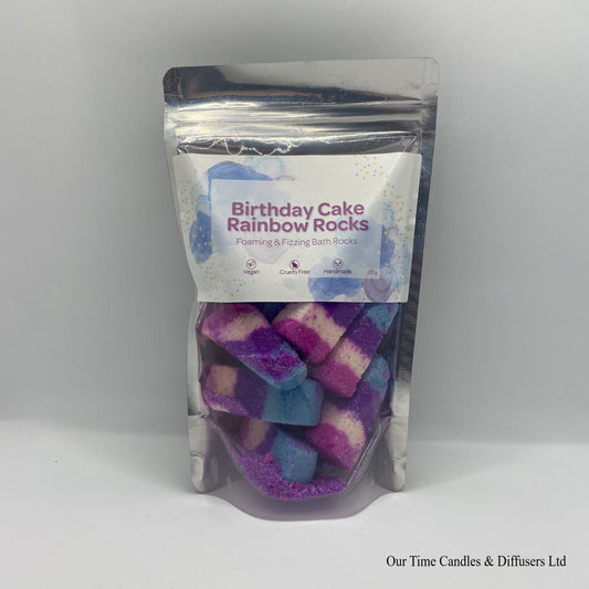 Birthday Cake scented bath rocks in a bag