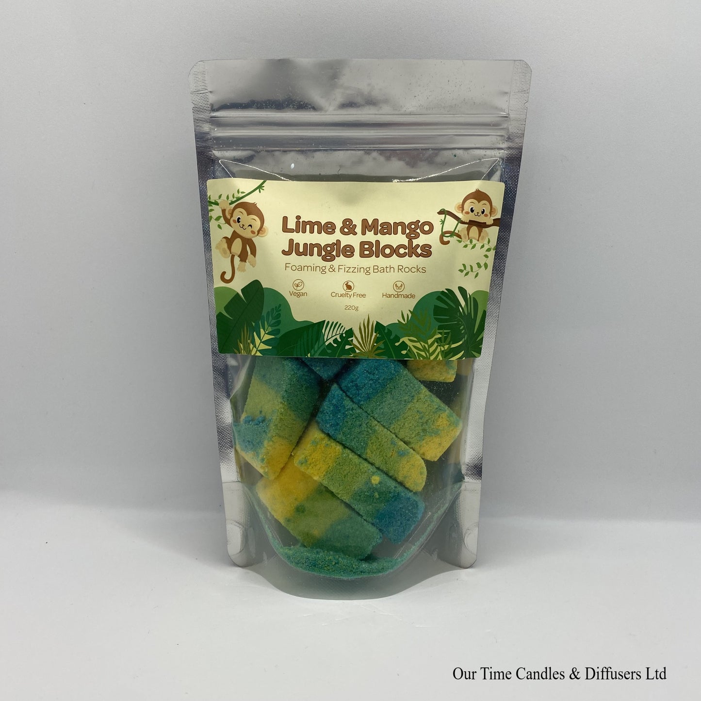 Lime & Mango bath rocks in a bag