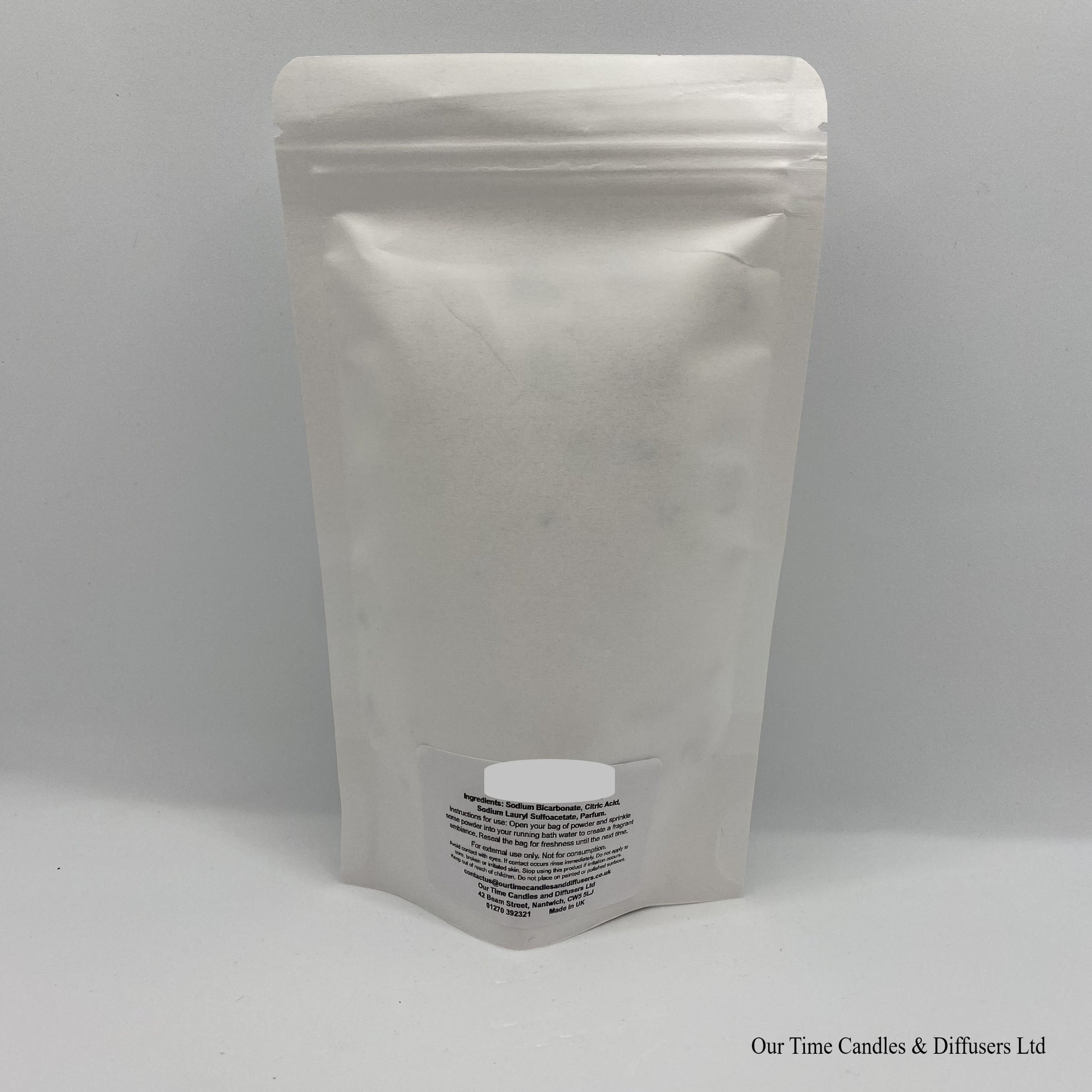 Fizzy Bath Powder in a white resealable bag