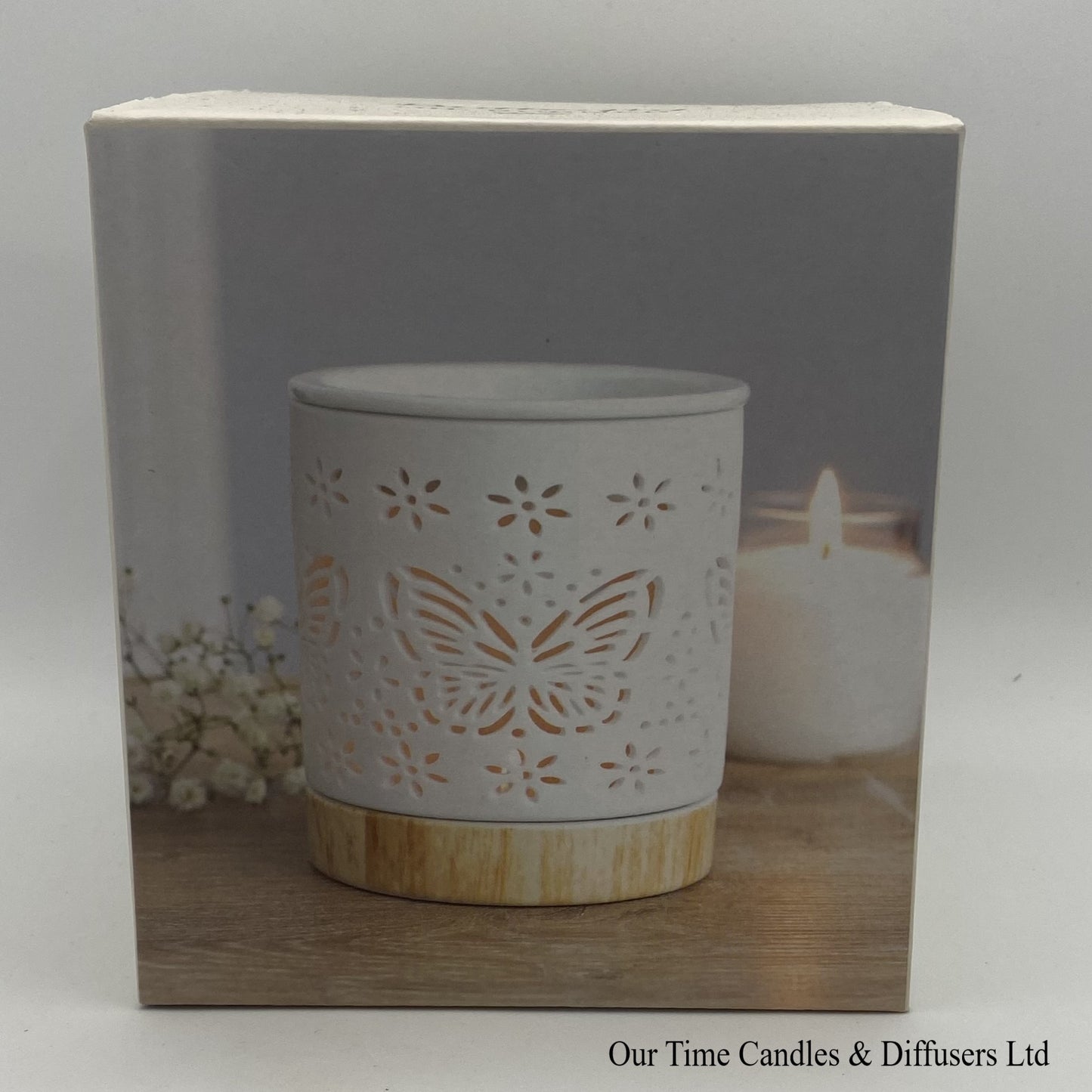 Butterfly Cut Out Oil/Wax Burner - White