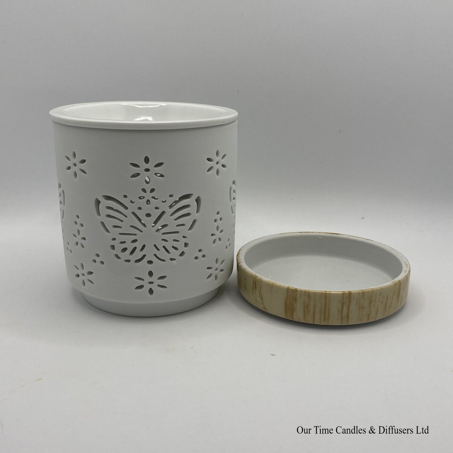 Butterfly Cut Out Oil/Wax Burner - White