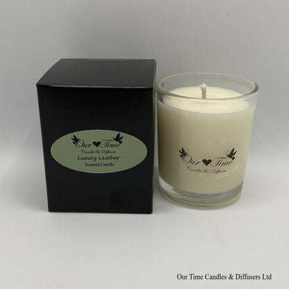 Small Wax Filled Scented Candle Luxury Leather