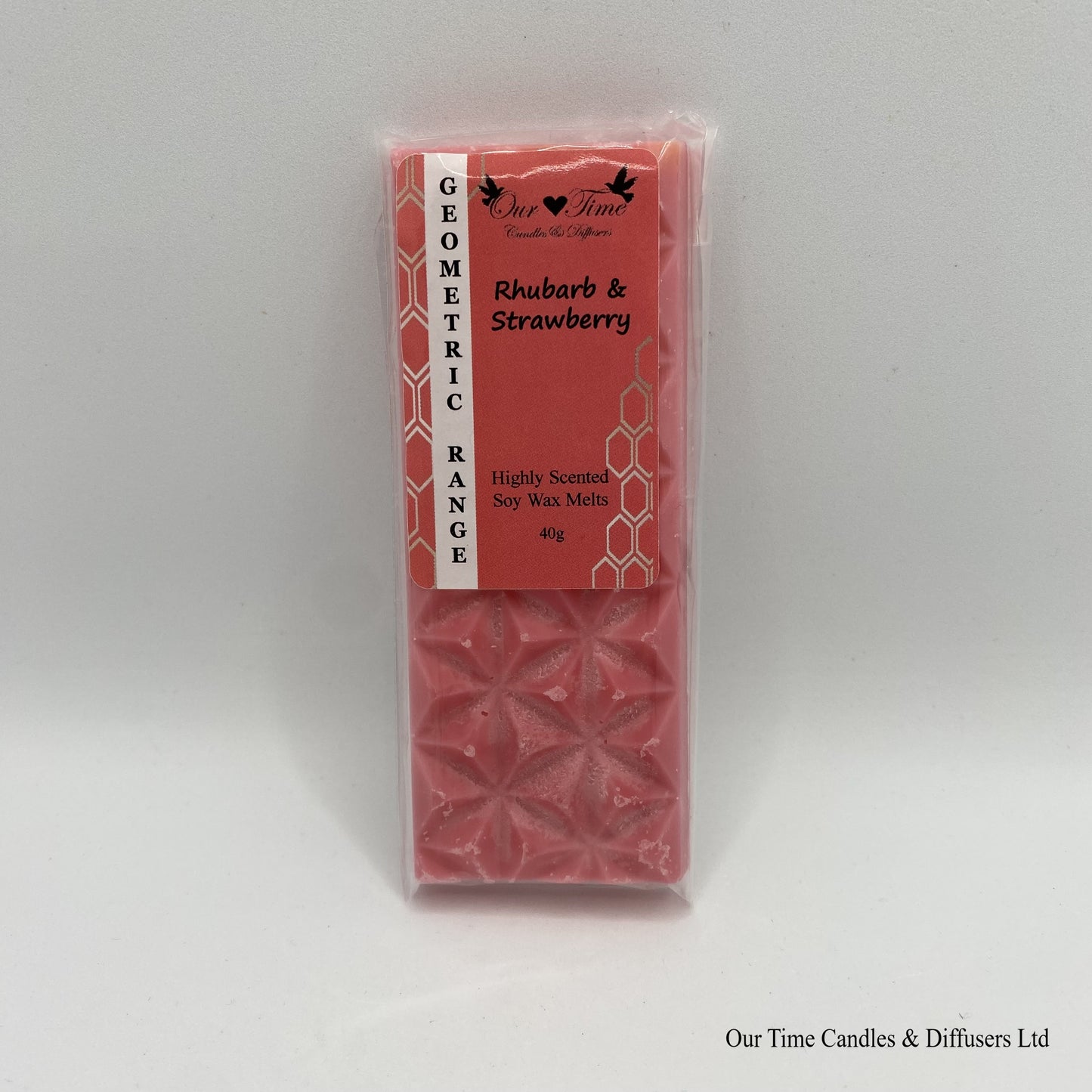 Geometric Wax Melt Bar 40g - Rhubarb & Strawberry
